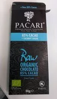चीनी की मात्रा Choc. cru Pacari 85% Cacao