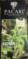 चीनी की मात्रा Chocolate organico con esencia de cedron
