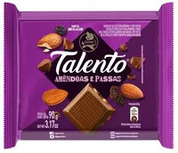 İçindeki şeker miktarı Chocolate Ao Leite Com Amêndoas E Passas Garoto Talento Pacote 90g