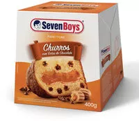 Sokerin määrä sisällä Panettone Churros Com Gotas De Chocolate Seven Boys Caixa 400g