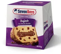 Sokerin määrä sisällä Panettone Com Gotas De Chocolate Recheio Trufado De Chocolate Seven Boys Caixa 400g