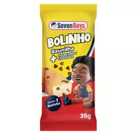 Sokerin määrä sisällä Bolinho Baunilha Com Gotas De Chocolate Seven Boys Pacote 35g