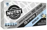 Amount of sugar in Pack Barra De Proteína Baunilha Cobertura Chocolate Branco Nutry Pós Treino Caixa 60g 2 Unidades
