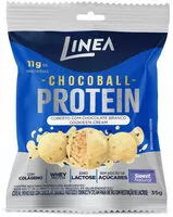 Amount of sugar in Confeito De Chocolate Ao Leite Cobertura Cookiesn Cream Zero Lactose Linea Chocoball Protein Caixa 280g 8 Unidades
