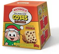 Sokerin määrä sisällä Mini Panettone Com Gotas De Chocolate Turma Da Mônica Wickbold Caixa 80g