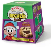 Sokerin määrä sisällä Mini Panettone Com Gotas De Chocolate Recheio Trufado De Chocolate Turma Da Mônica Wickbold Caixa 80g