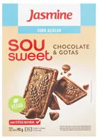 चीनी की मात्रा Biscoito Vegano Chocolate Gotas Zero Açúcar Jasmine Sou Sweet Caixa 75g