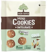 Zuckermenge drin Biscoito Vegano Integral Orgânico Coco Castanhas Mãe Terra Mini Cookies Pacote 120g