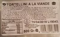 Amount of sugar in Tortellini à la viande