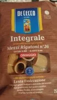 İçindeki şeker miktarı Mezzi rigatoni integrali