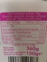 Amount of sugar in ciliegine senza lattosio
