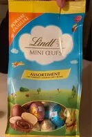 चीनी की मात्रा Lindt mini oeuf - Lait Fondant, coeur au lait, blanc