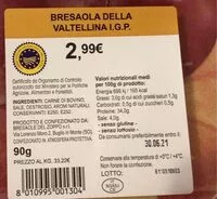 Amount of sugar in Bresaola della Valtellina I.G.P.