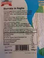 Sokerin määrä sisällä Burrata in foglia