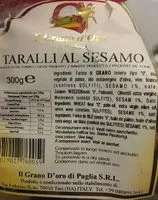入っている砂糖の量 Tarali au sésame, 300g