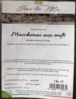 चीनी की मात्रा Maccheroni aux oeufs