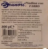 Cantidad de azúcar en Piadina con farro