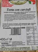 入っている砂糖の量 Torta con carciofi