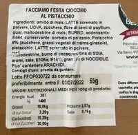 चीनी की मात्रा Occhio al Pistacchio