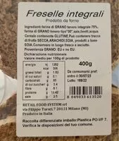 入っている砂糖の量 Freselle integrali