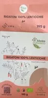 İçindeki şeker miktarı Rigatoni 100% lenticchie