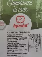 Quantité de sucre dans Mozarella Fior di latte
