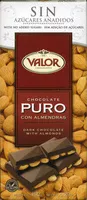 入っている砂糖の量 Chocolate puro con almendras enteras 0% azúcares