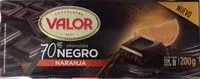 चीनी की मात्रा Chocolate negro 70% con naranja