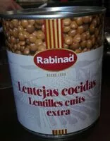 चीनी की मात्रा Rabinad lentejas cocidas extra