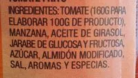 Cantidad de azúcar en Tomate frito