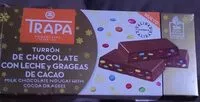 Quantité de sucre dans Turrón chocolate leche y grageas de cacao