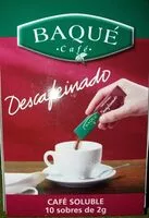 Cantidad de azúcar en Café soluble descafeinado