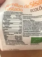 Suhkru kogus sees Semillas sésamo tostado