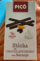 Количество сахара в Sticks de chocolate negro con naranja