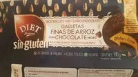 Sokerin määrä sisällä Galletas finas de arroz con chocolate negro