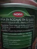 Amount of sugar in Piña natural en su jugo sin azúcar añadido