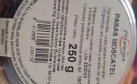Amount of sugar in Pasas moscatel
