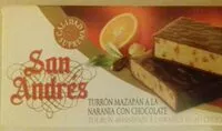 Amount of sugar in Turrón mazapan a la naranja con chocolate