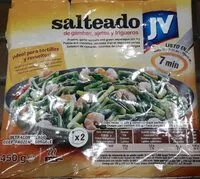 入っている砂糖の量 Salteado de ganbas, ajetes y trigueros.