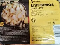 Amount of sugar in listisimos capelleti