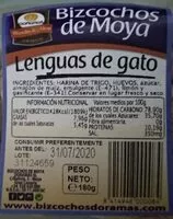 Azúcar y nutrientes en Bizcochos de moya