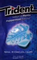Suhkru kogus sees Chicle Menta Trident Sin azúcar