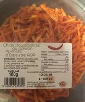 Количество сахара в chips croustillantes au poivron et piment d’espelette AOP
