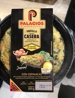 Suhkru kogus sees Tortilla de patata casera con espinacas sin gluten sin lactosa