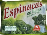 चीनी की मात्रा Espinacas en hojas