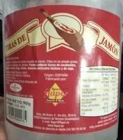 Количество сахара в Tiras de jamón