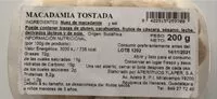 Количество сахара в Macadamia tostada