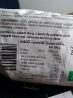 Quantité de sucre dans Calabaza, Semillas De 250GR Biocop
