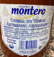 Azúcar y nutrientes en Postres montero