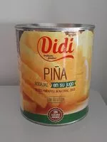 Cantidad de azúcar en Piña en su jugo